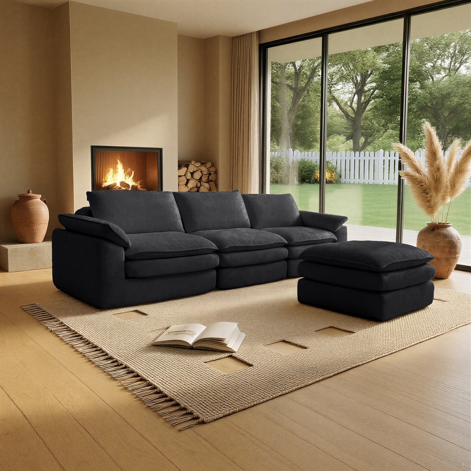 Kelyda 116'' Cloud Sectional Couches L Shaped, Modern Convertible Modular Cloud Chenille Sofa for Living Room