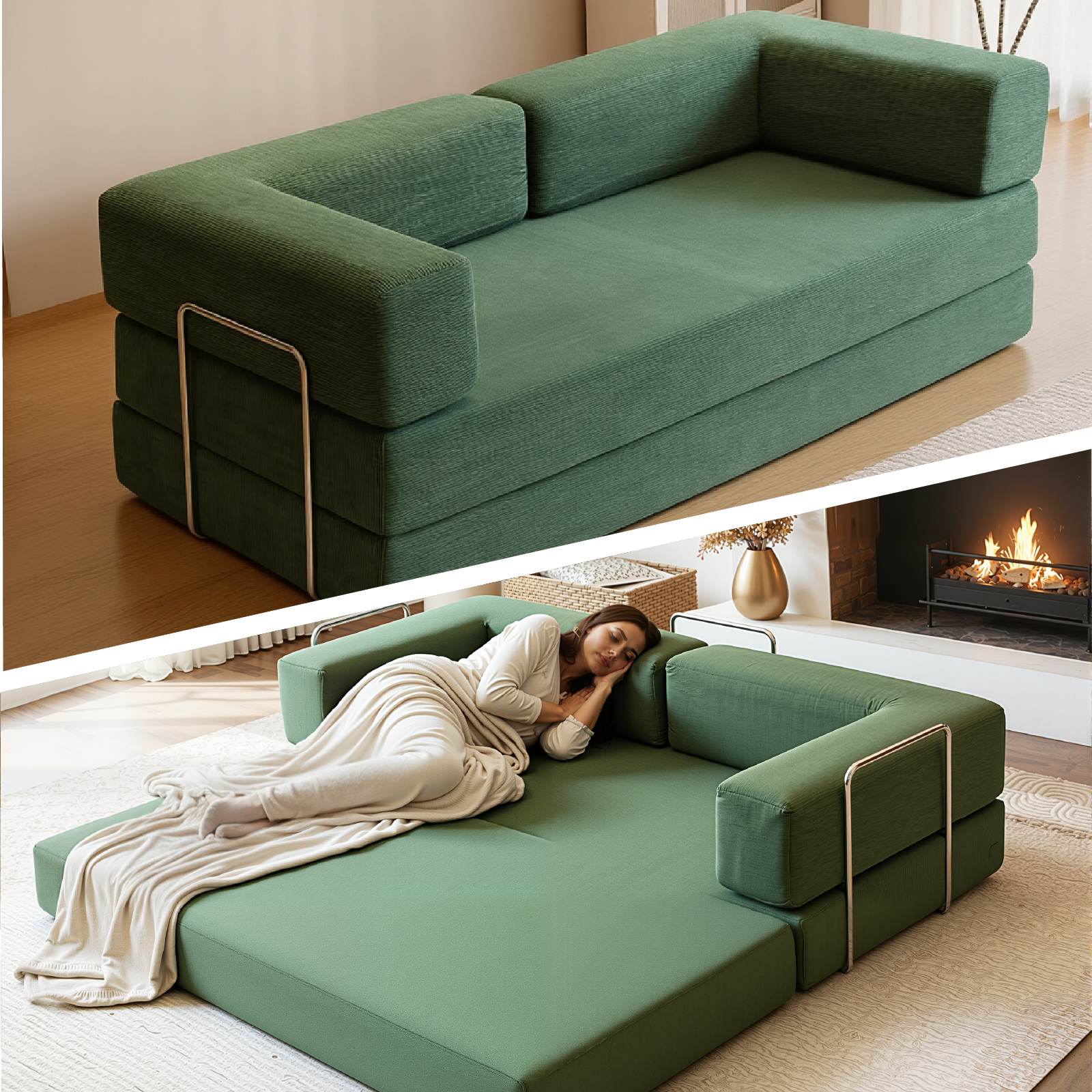 Kelyda 79'' Folding Sofa Bed Couch, Modern Modular Boneless Cloud Couch Sleeper Loveseat for Living Room