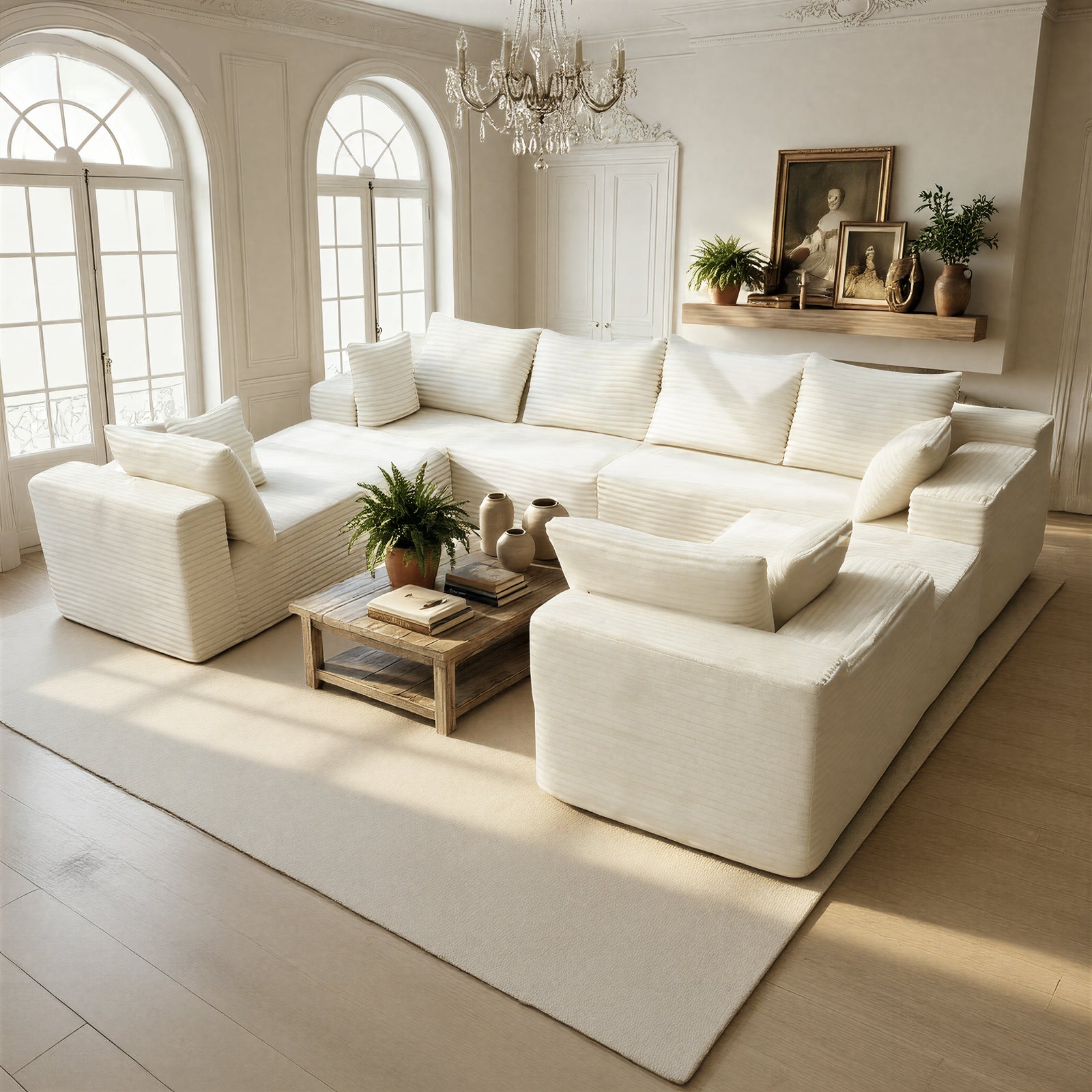 Kelyda 139'' U Shaped Sectional Couches, Modern Modular Boneless 8 Seater Large Foam Cloud Sofa