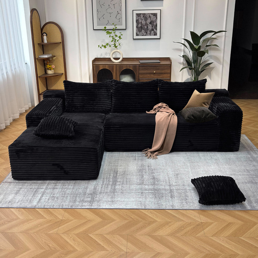 Kelyda 104'' Modular L-Shaped Sectional Sofa, Modern Memory Foam Deep Seat Corduroy Boneless Cloud Couch
