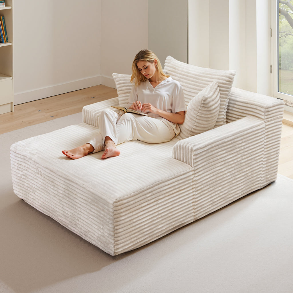 Kelyda 67"x48" Oversized Chaise Lounge Chair Indoor, Modern Boneless Cloud Corduroy Couch Sofa Sleeper Bed