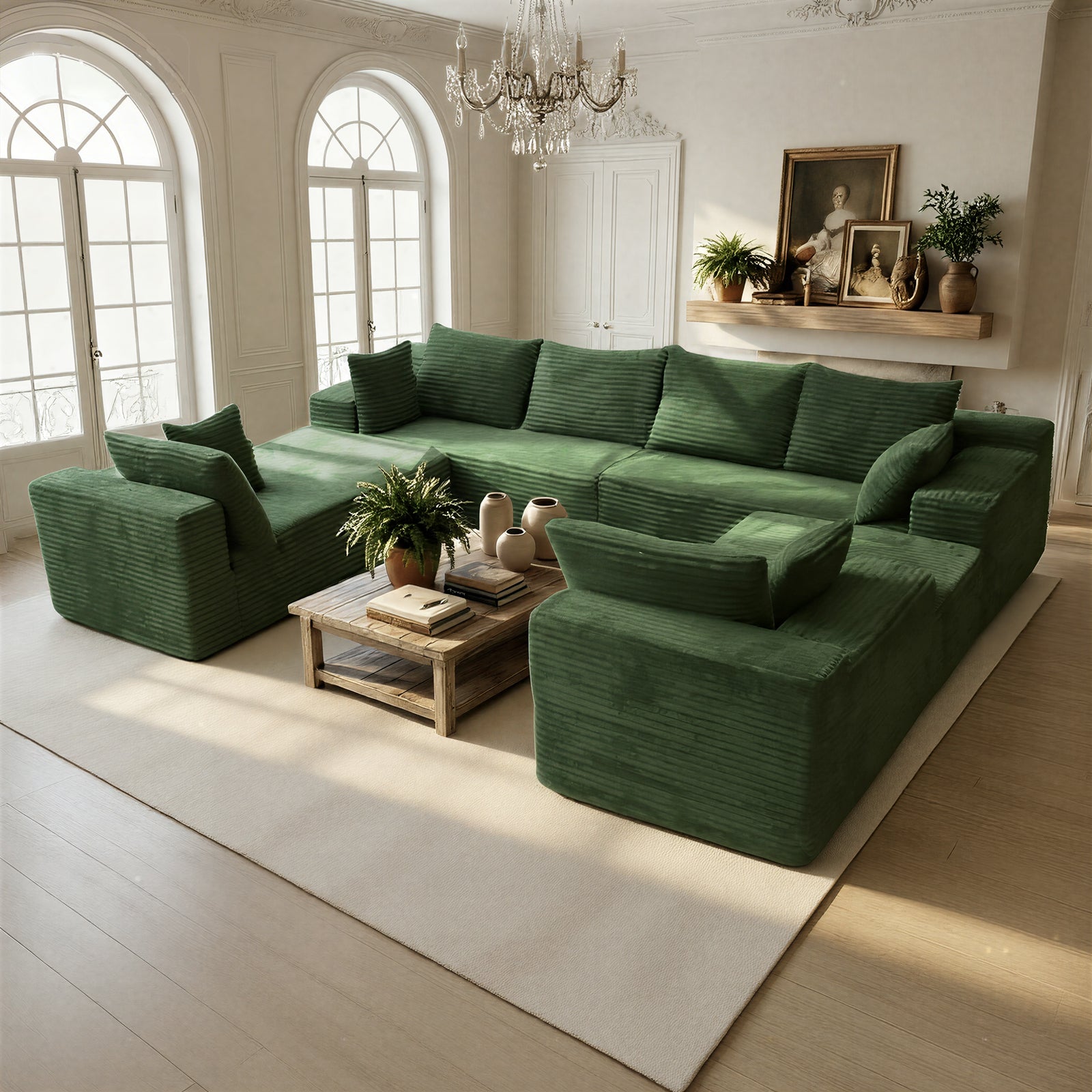 Kelyda 139'' U Shaped Sectional Couches, Modern Modular Boneless 8 Seater Large Foam Cloud Sofa