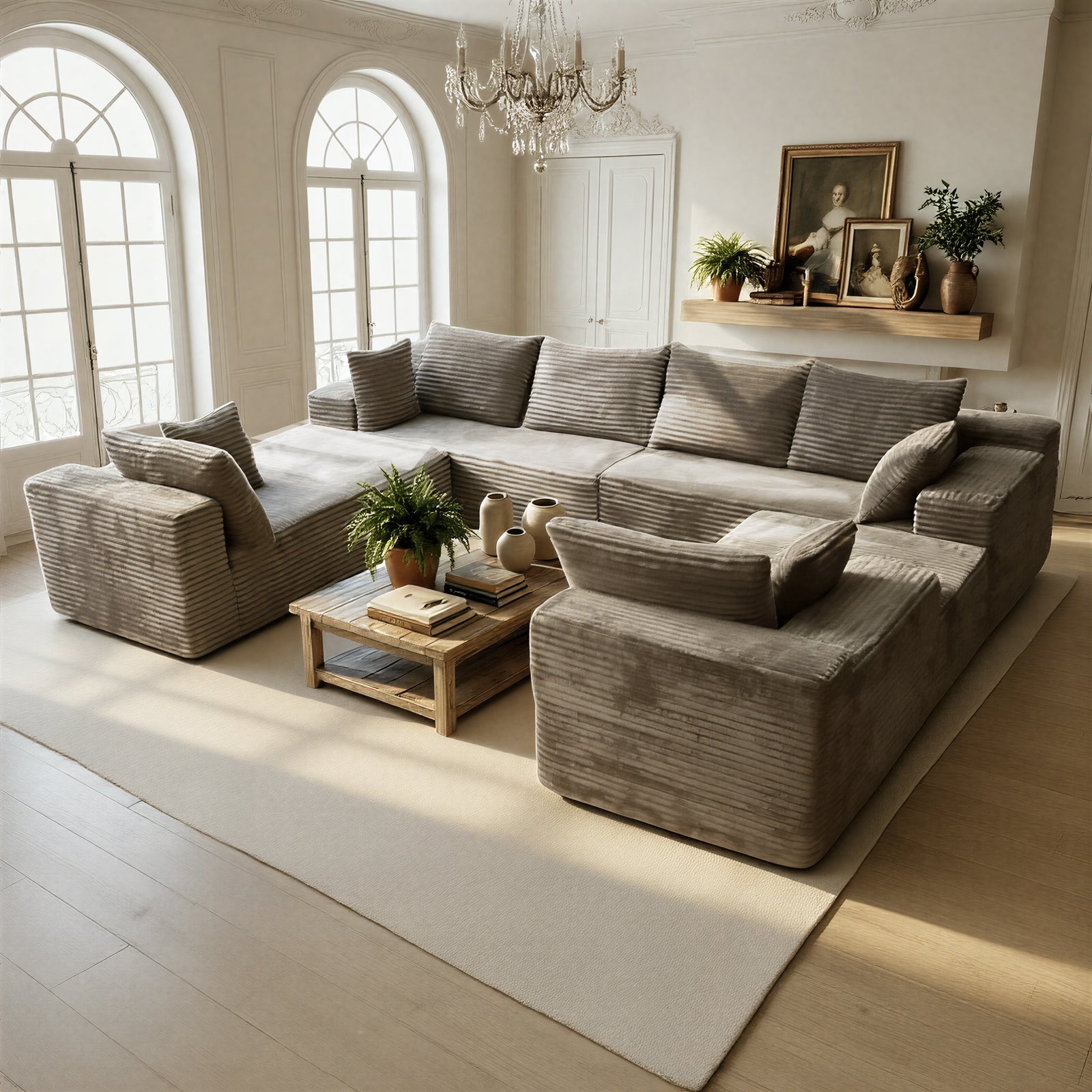 Kelyda 139'' U Shaped Sectional Couches, Modern Modular Boneless 8 Seater Large Foam Cloud Sofa
