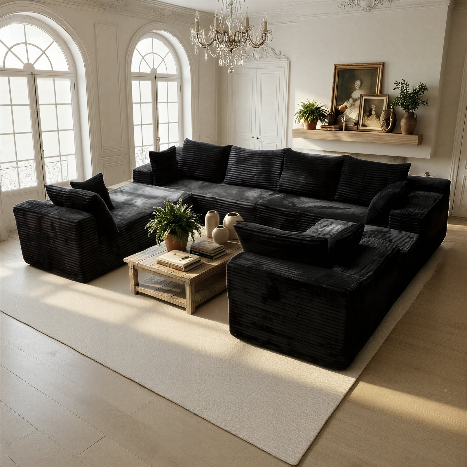 Kelyda 139'' U Shaped Sectional Couches, Modern Modular Boneless 8 Seater Large Foam Cloud Sofa