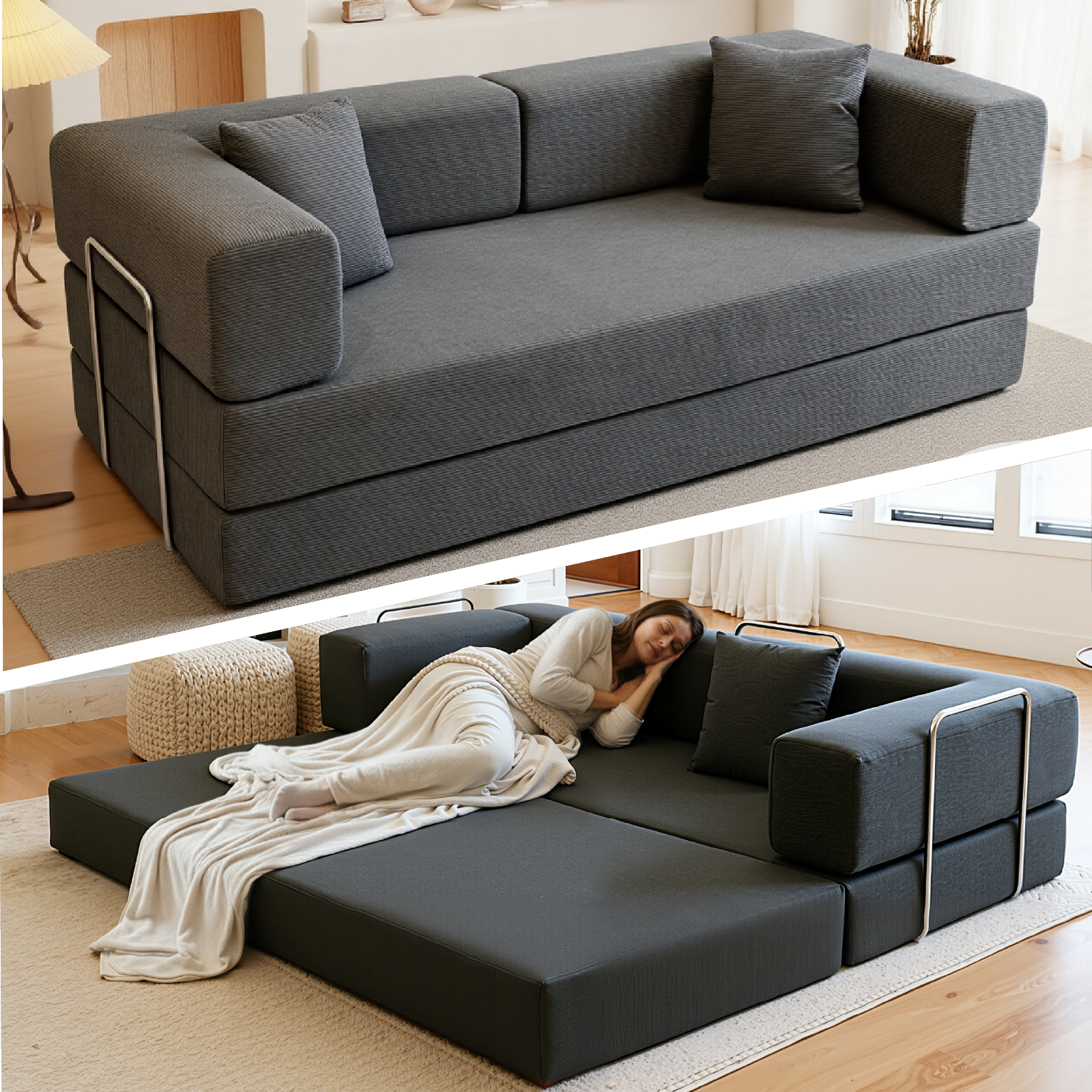 Kelyda 79'' Folding Sofa Bed Couch, Modern Modular Boneless Cloud Couch Sleeper Loveseat for Living Room