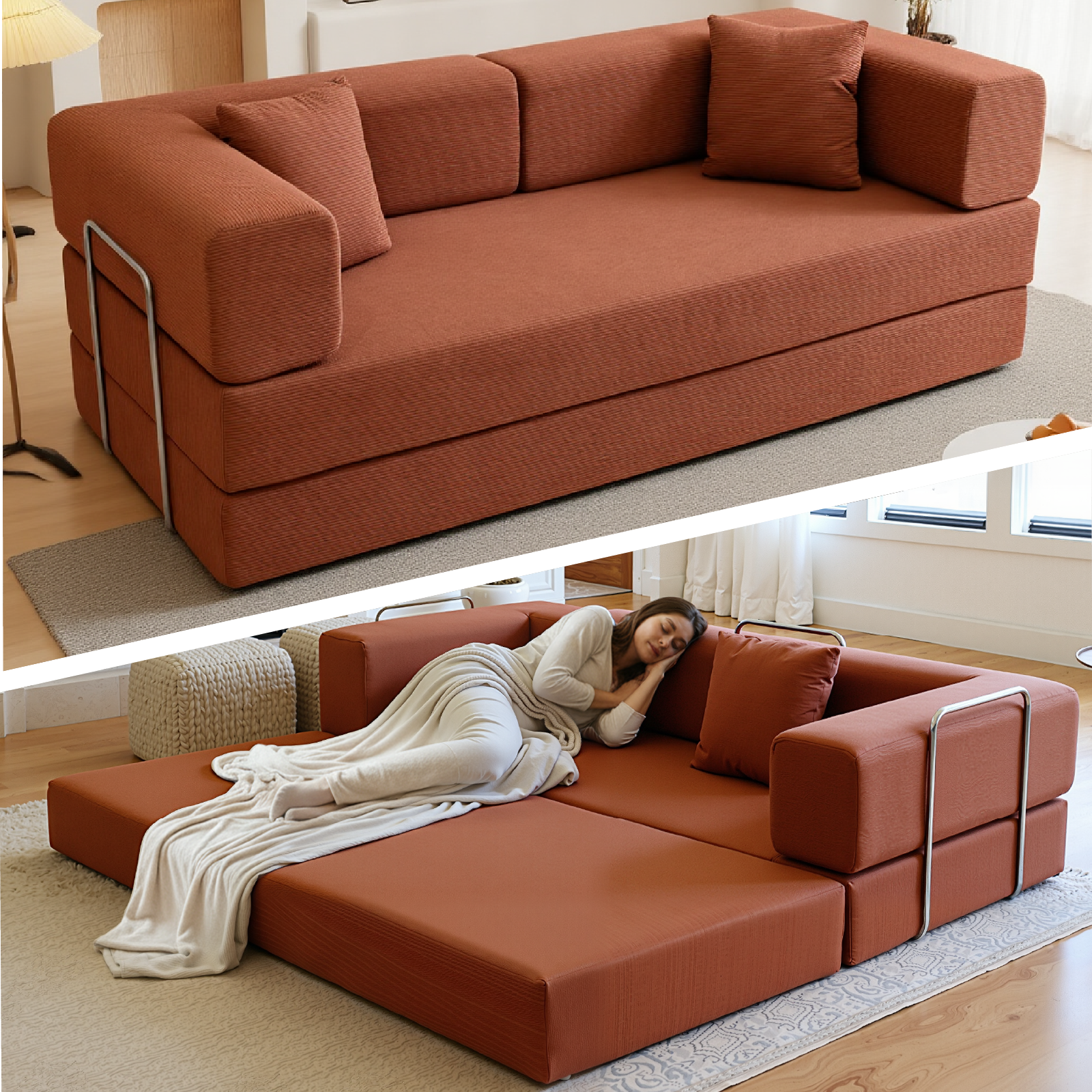 Kelyda 79'' Folding Sofa Bed Couch, Modern Modular Boneless Cloud Couch Sleeper Loveseat for Living Room