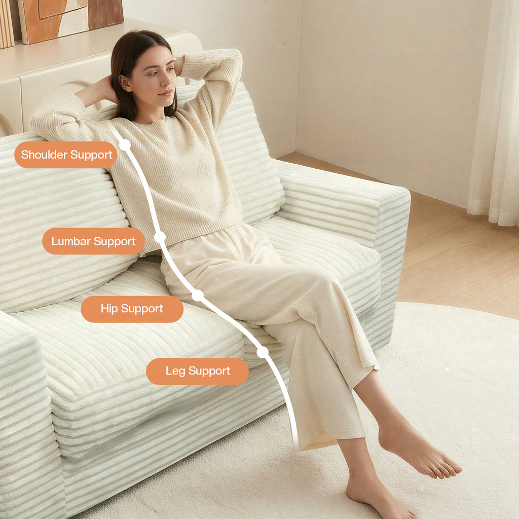 Kelyda 61''Boneless Loveseat Sofa, Modern Cloud Convertible Sofa Bed Couch Sleeper Chairs for Living Room Beige
