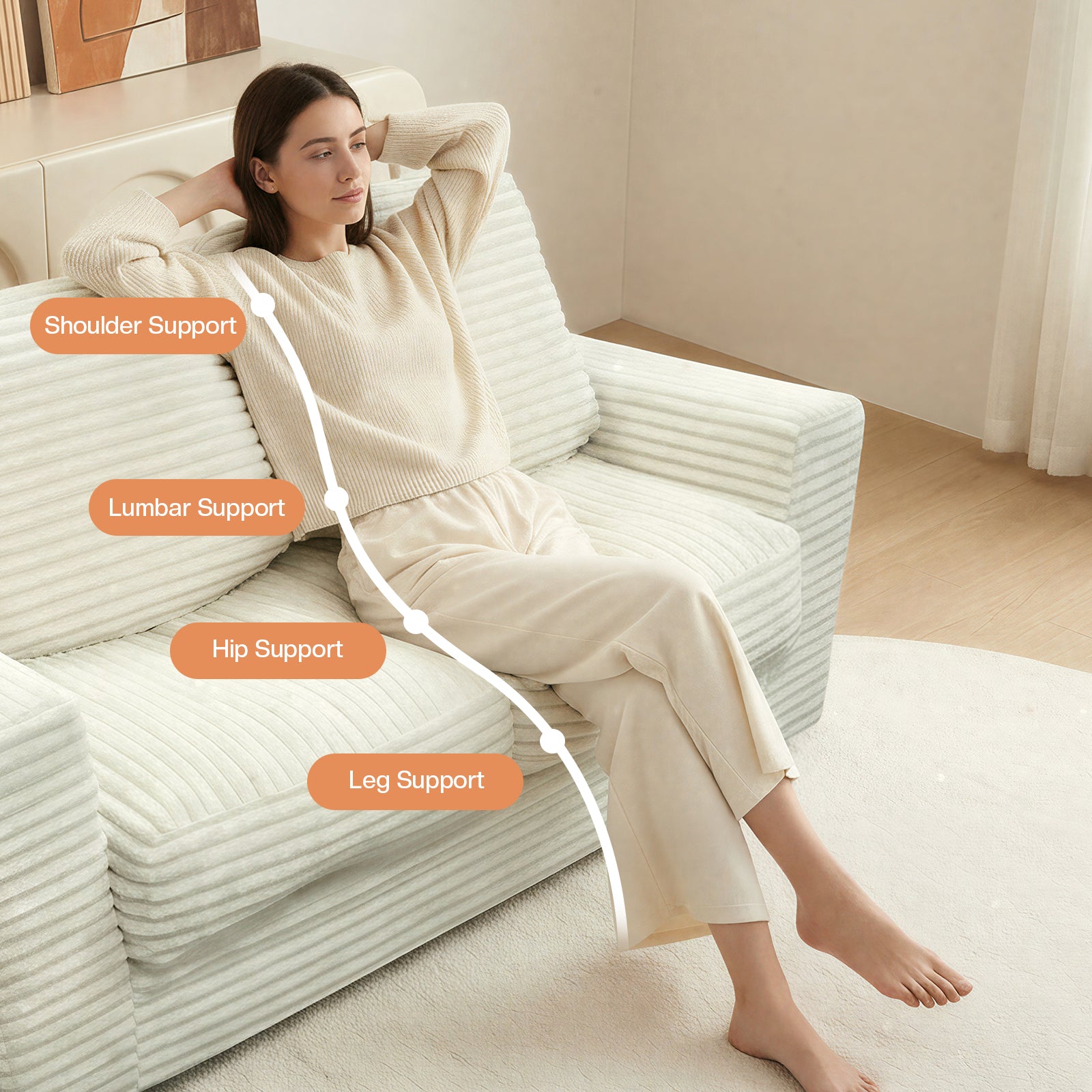 Kelyda 61''Boneless Loveseat Sofa, Modern Cloud Convertible Sofa Bed Couch Sleeper Chairs for Living Room Beige