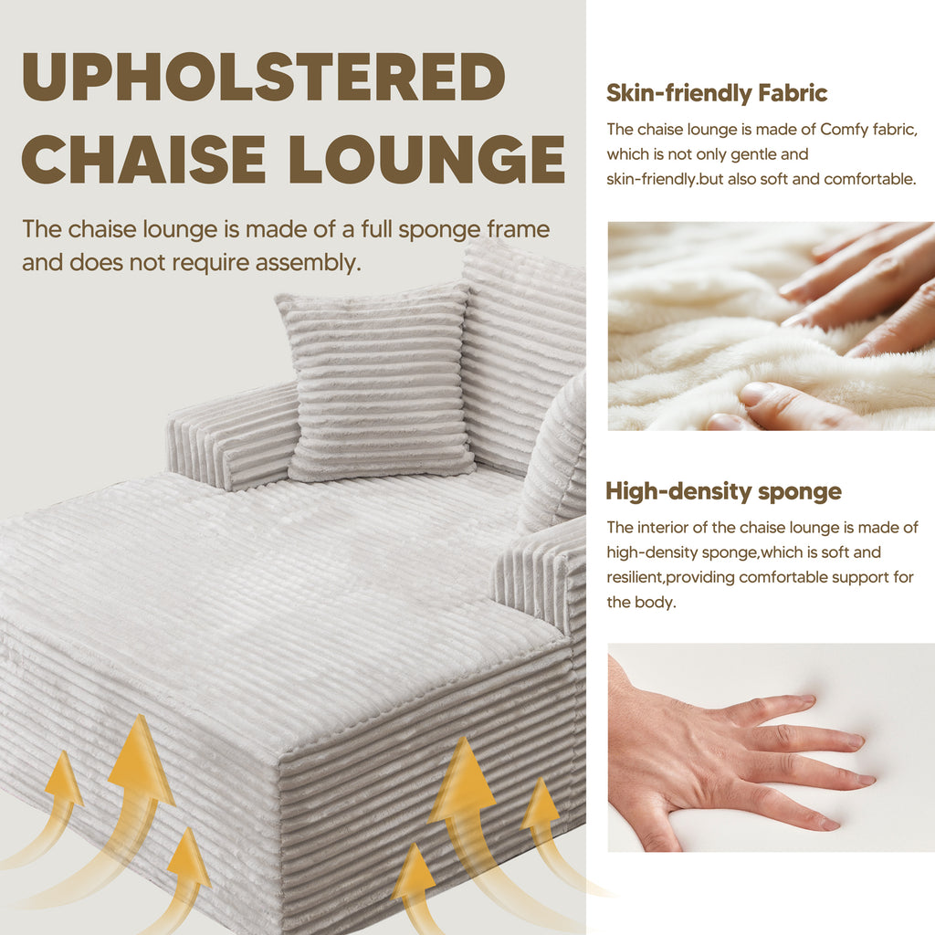 Kelyda 67"x48" Oversized Chaise Lounge Chair Indoor, Modern Boneless Cloud Corduroy Couch Sofa Sleeper Bed