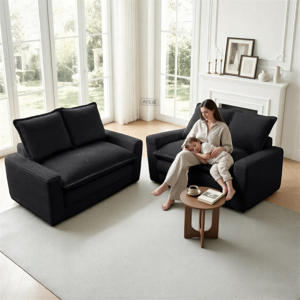 Kelyda Convertible Sofa Bed, 2 in 1 Modern Cloud Boneless Sofa Bed Loveseat Couch Sleeper Chairs for Living Room Grey