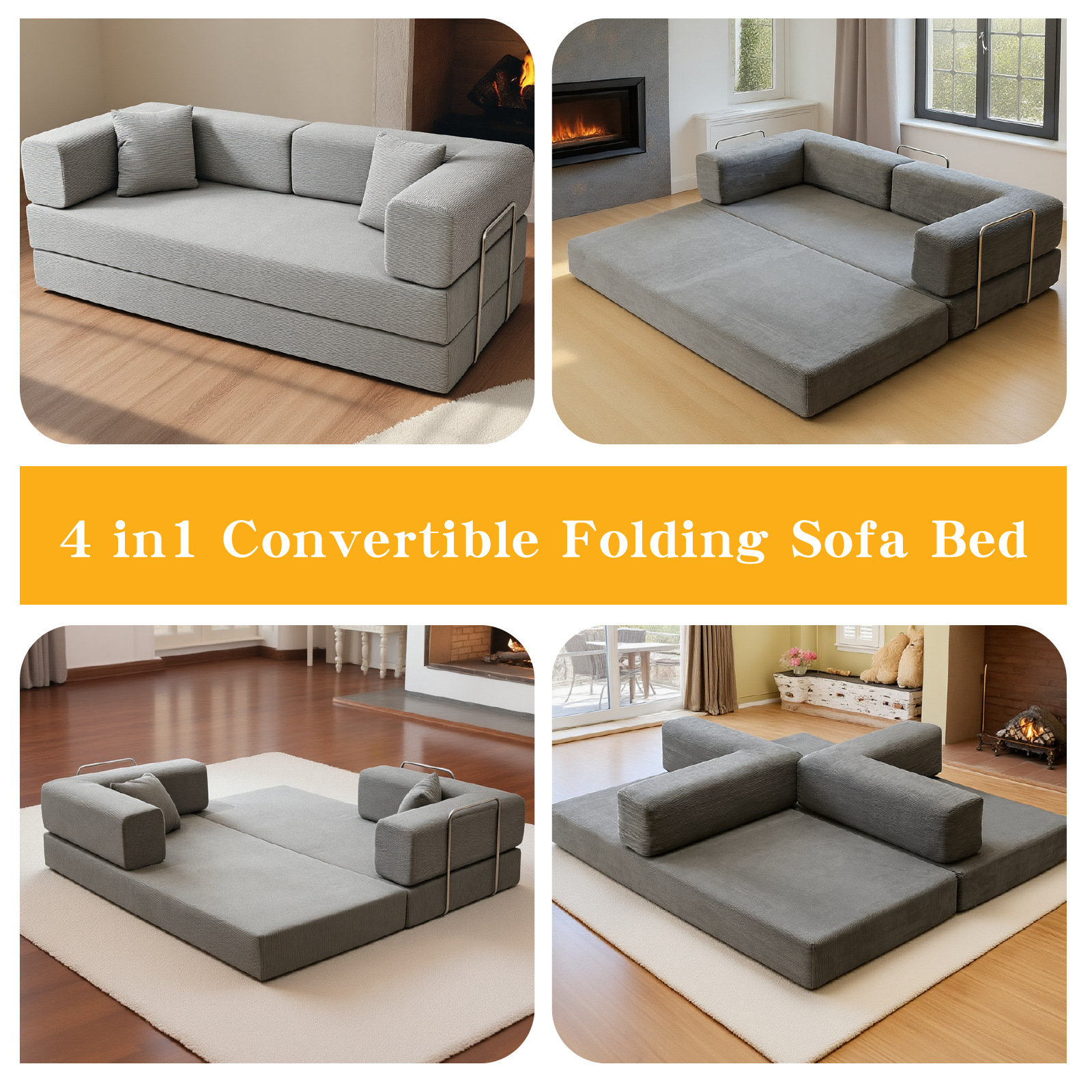 Kelyda 79'' Folding Sofa Bed Couch, Modern Modular Boneless Cloud Couch Sleeper Loveseat for Living Room