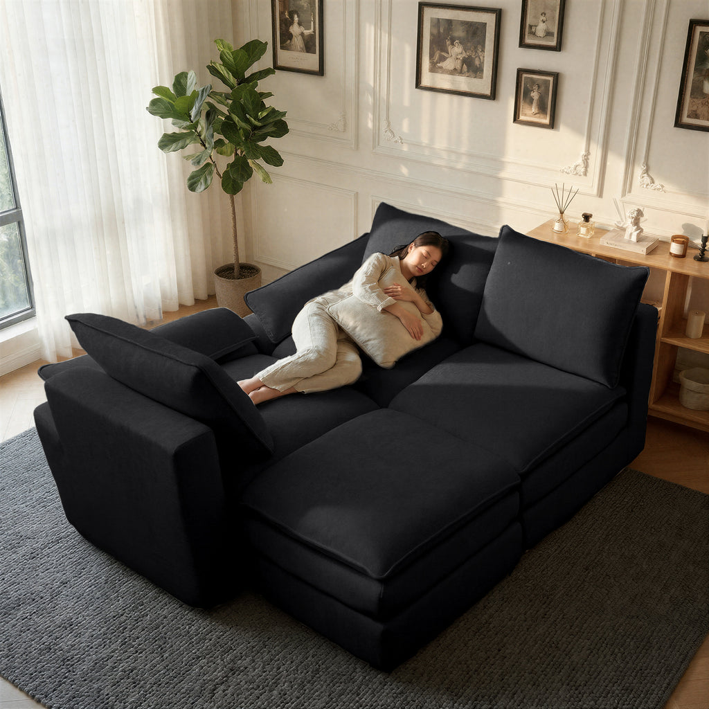 Kelyda 116'' Cloud Sectional Couches L Shaped, Modern Convertible Modular Cloud Chenille Sofa for Living Room