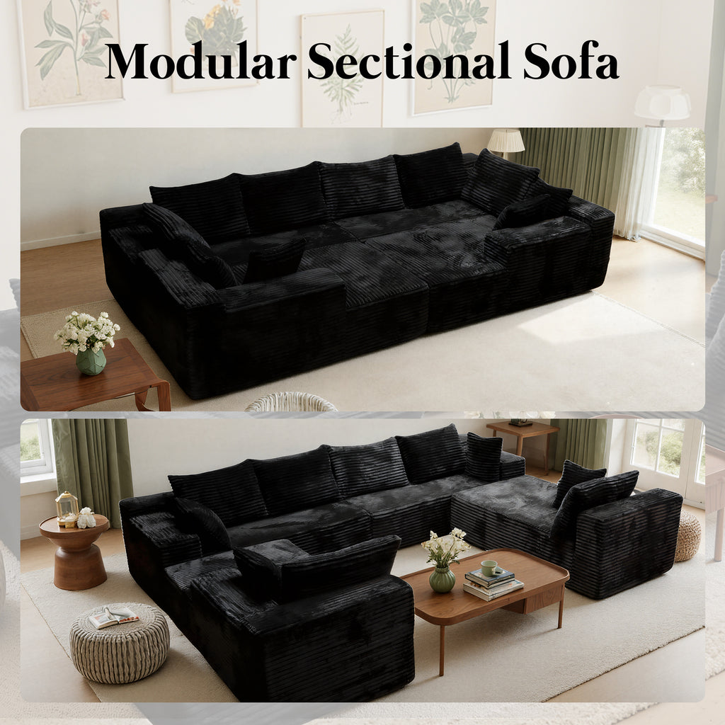 Kelyda 139'' U Shaped Sectional Couches, Modern Modular Boneless 8 Seater Large Foam Cloud Sofa