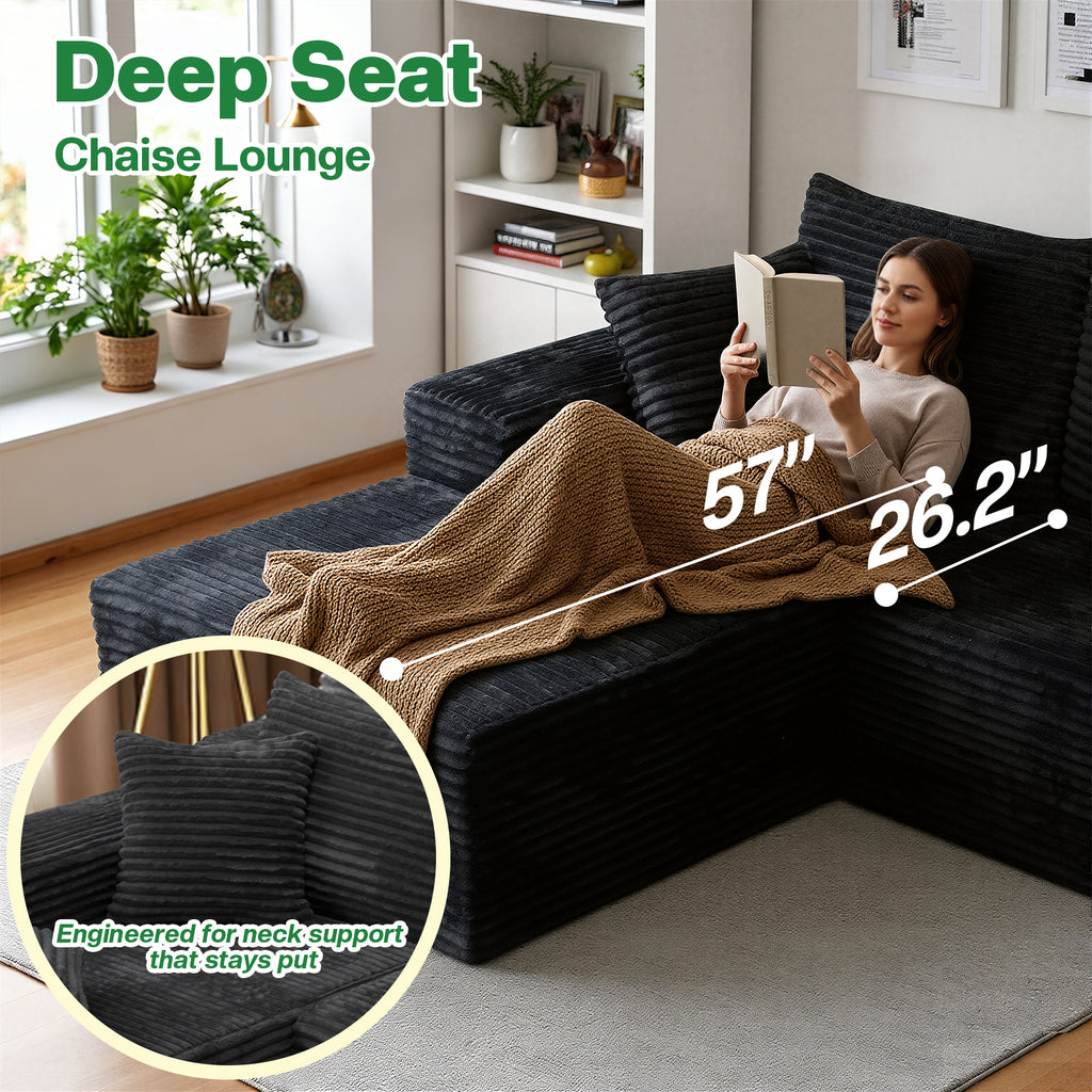 Kelyda 106" Boneless L-Shaped Modular Sectional Sofa, Faux Rabbit Fur for Living Room