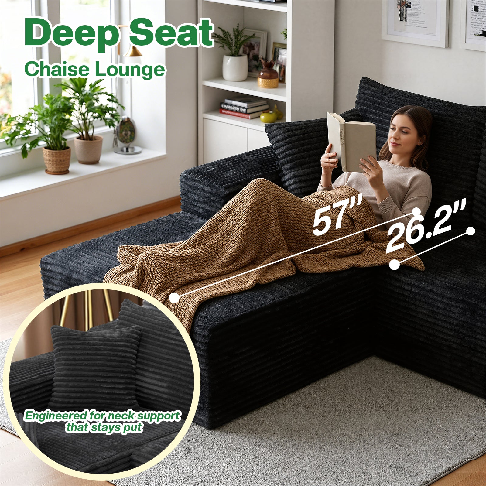 Kelyda 106" Boneless L-Shaped Modular Sectional Sofa, Faux Rabbit Fur for Living Room