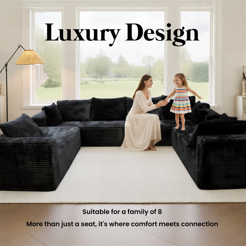 Kelyda 139'' U Shaped Sectional Couches, Modern Modular Boneless 8 Seater Large Foam Cloud Sofa