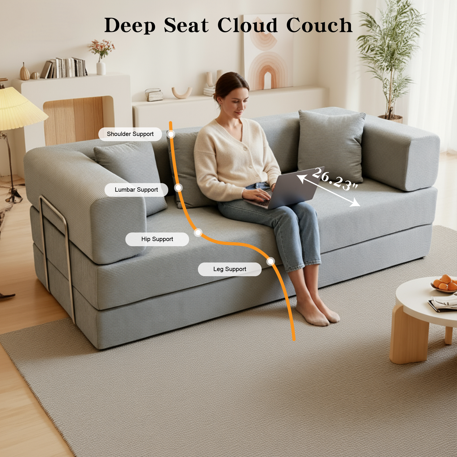 Kelyda 79'' Folding Sofa Bed Couch, Modern Modular Boneless Cloud Couch Sleeper Loveseat for Living Room