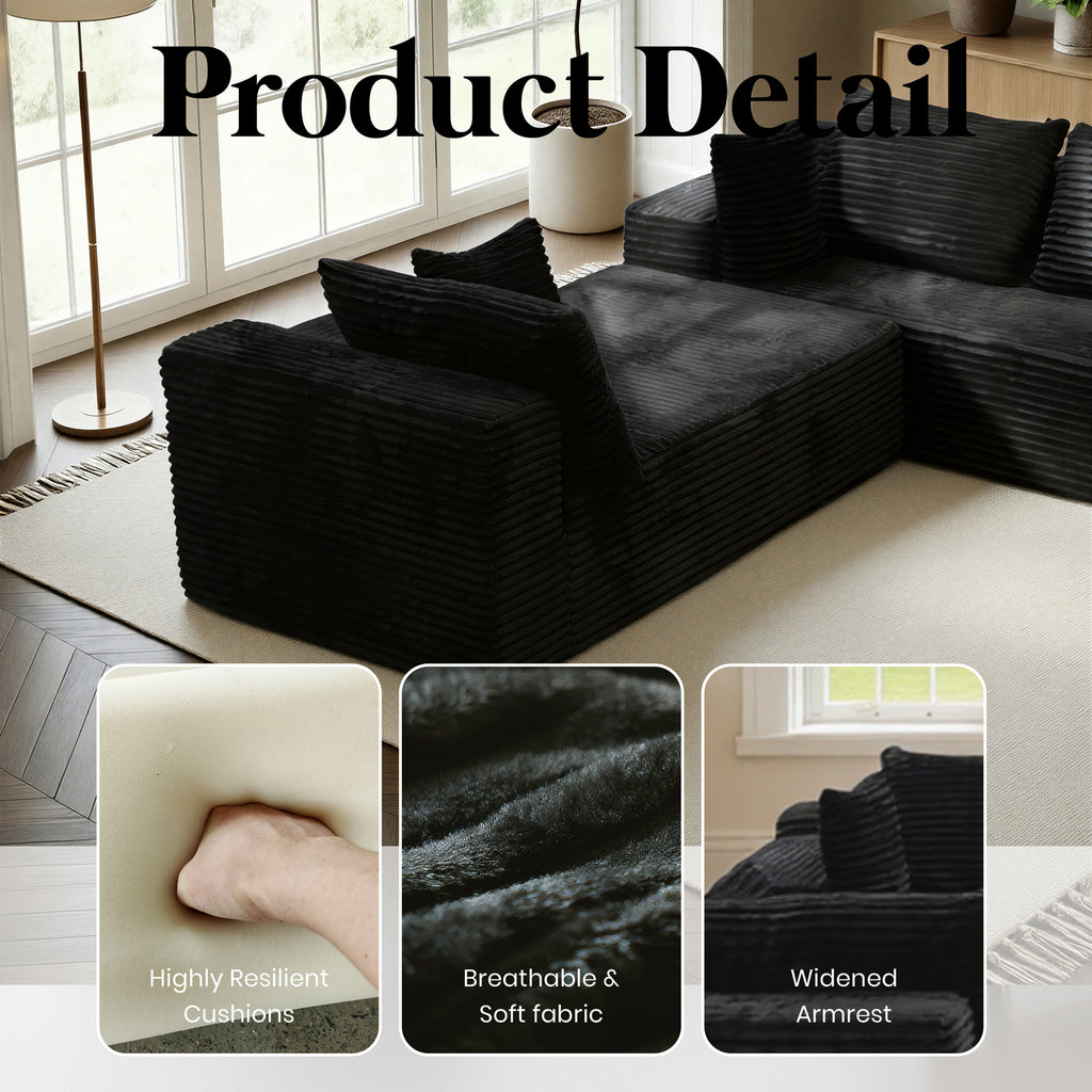 Kelyda 139'' U Shaped Sectional Couches, Modern Modular Boneless 8 Seater Large Foam Cloud Sofa