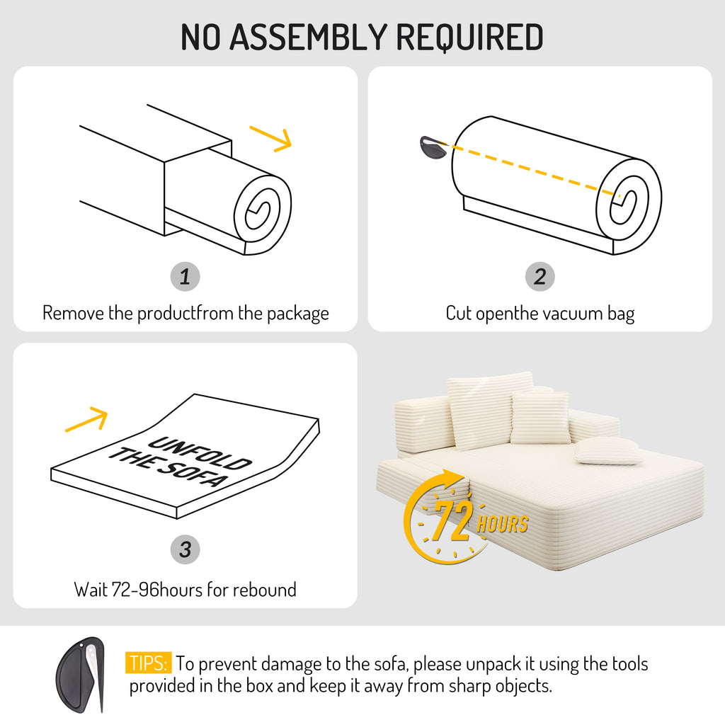 Kelyda Oversized Chaise Lounge Chair Indoor, Modern Boneless Convertible Corduroy Couch Loveseat Sofa Sleeper