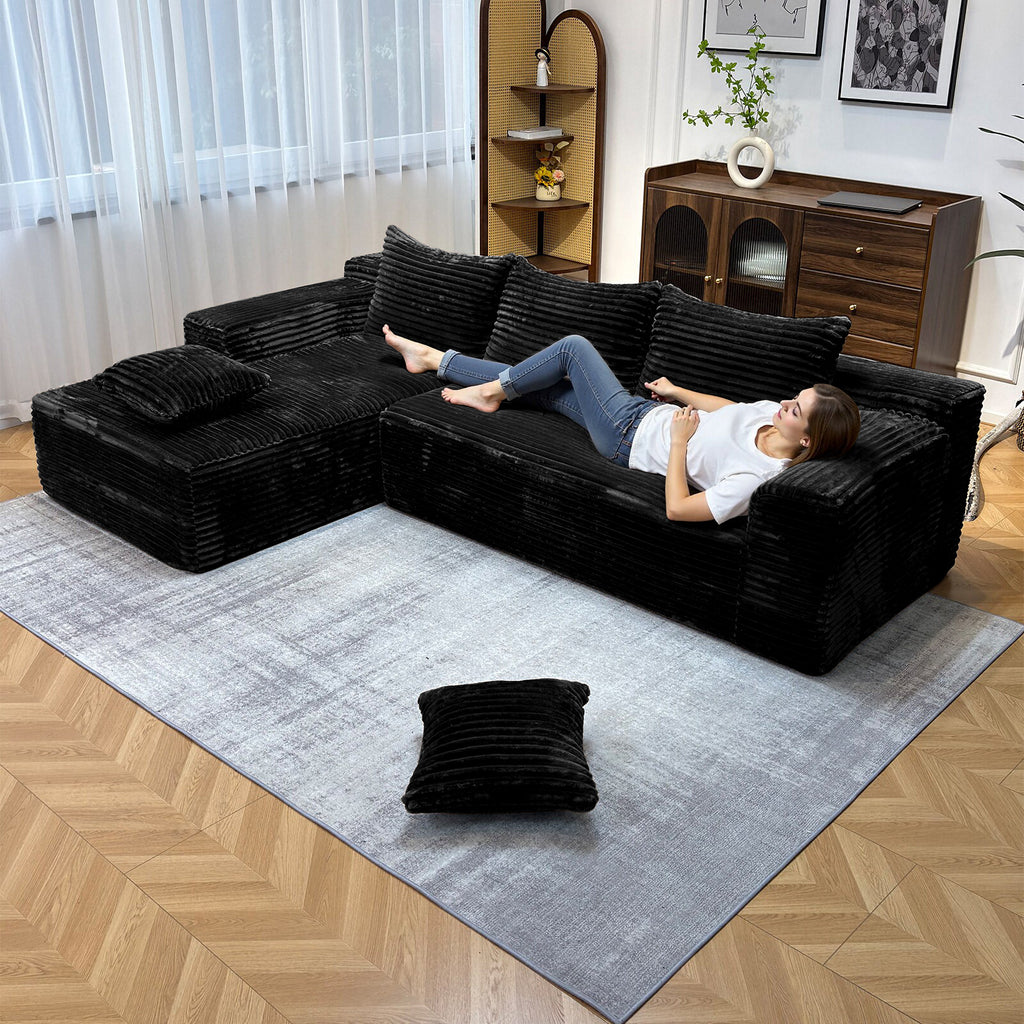 Kelyda 104'' Modular L-Shaped Sectional Sofa, Modern Memory Foam Deep Seat Corduroy Boneless Cloud Couch