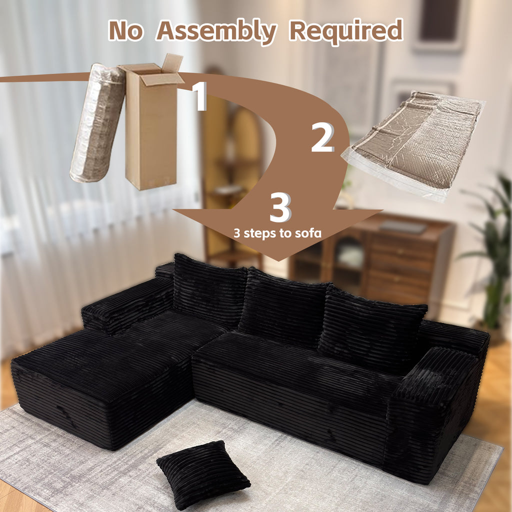 Kelyda 104'' Modular L-Shaped Sectional Sofa, Modern Memory Foam Deep Seat Corduroy Boneless Cloud Couch